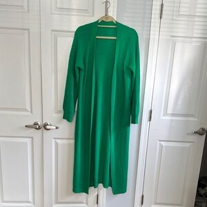 Green Women's Long Cardigan Sweater